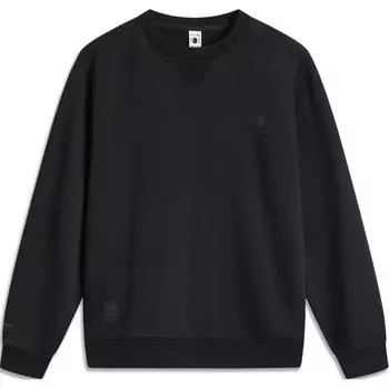 Li Ning China Color Series однотонный свитер с круглым вырезом повседневный свитшот с длинным рукавом мужской свитшот черный AWDU657-12 S