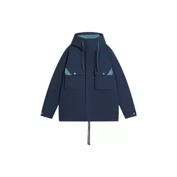 Li Ning China Series однотонная куртка с вышитым логотипом и капюшоном на шнурке унисекс куртка темно-индиго AFDSB71-4 M