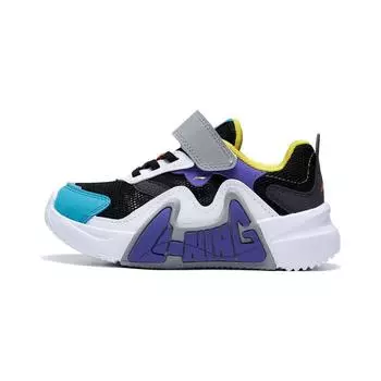 Li-Ning Cloud нескользящие амортизирующие износостойкие легкие повседневные туфли детские кроссовки черные белые фиолетовые YKNT054-3 25