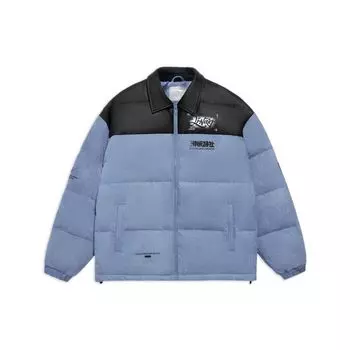Li Ning Color Block Polo Collar Спортивная куртка-пуховик для мужчин Верхняя одежда Светло-голубой AYMR121-5 M