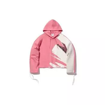 Li Ning Color Block пуловер спортивная толстовка с капюшоном женские толстовки светло-розовый AWDQ392-2 S