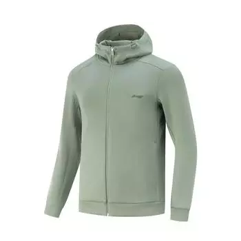 Li-Ning Comfortable Breathable Versatile Casual Hoodie Men Hoodies Flower-Gray Shuttle-Leaf-Green AWDV125-6 XL