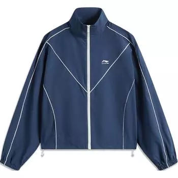 Li-Ning Comfortable Casual Loose Stand Collar Simple Breathable Windbreaker Women Outerwear Deep-Navy AFDU540-3 S