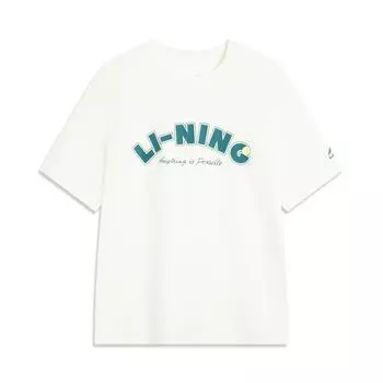 Li-Ning Comfortable Casual Minimalist Round Neck Drop Shoulder Loose Fit Short Sleeve T-Shirt Men Tops Off-White AHSV683-1 XL