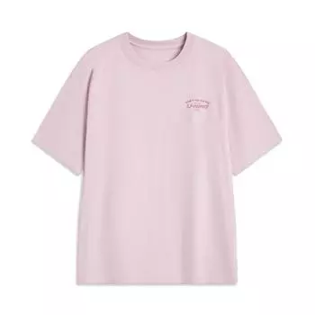 Li-Ning Comfortable Casual Simple Letter Print Round Neck Pullover Short Sleeve T-Shirt Men Tops Nude-Pink AHSV233-3 M
