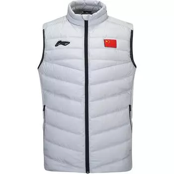 Li-Ning Comfortable Casual Simple Zipper Stand Collar Warm Vest Men vest Coin-Gray AMRU061-2 M
