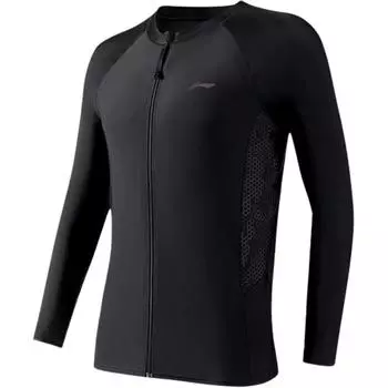 Li-Ning Comfortable Simple Versatile Long Sleeve Mens Swimwear Men swimwear Black LNYW824-1 L