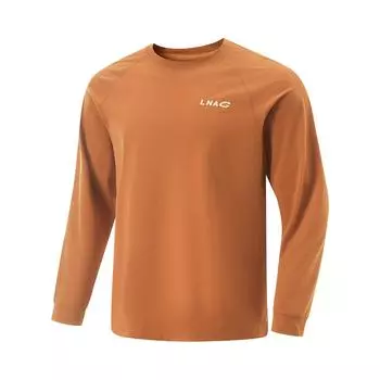 Li Ning Cool Tea T Knit Sports Round Neck Raglan Long Sleeve T Shirt Men Tops Amber-Brown ATLV109-4 S