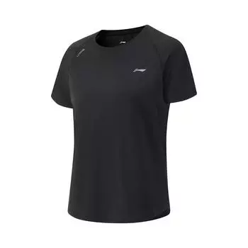 Li Ning Cool Tea T Удобная Повседневная Простая Универсальная Футболка с Круглым Вырезом и Коротким Рукавом Женская Футболка Черный ATSV594-5 S