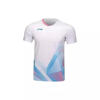 Li-Ning Цветные дышащие спортивные футболки с коротким рукавом унисекс топы белые AAYU129-2 M