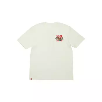 Li-Ning Daily Fortune New Year Edition Футболка с круглым вырезом и короткими рукавами с мультяшным принтом, топы унисекс, молочно-белый AHST001-1 XXXL