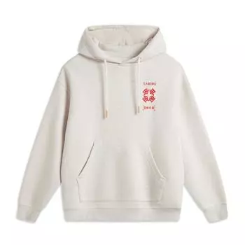 Li Ning Daily Prosperity Series Cny Zodiac Year Casual Simple Solid Color Hooded Pullover Sweatshirt Men sweatshirt Flower-Gray Tile-Gray AWDV457-3 XL