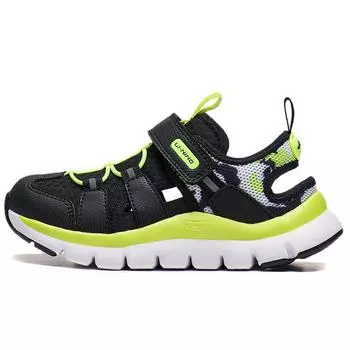 Li-Ning Детские сандалии Cloud Non-Slip Shock Absorbing Детские сандалии Черные флуоресцентно-зеленые YKKT018-3 26