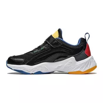 Li Ning Детские универсальные нескользящие амортизирующие повседневные кроссовки Детская обувь Черно-белые YKCU136-3 36