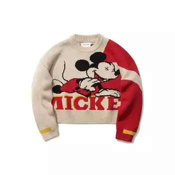 Li Ning Disney Collaboration Logo Mickey Mouse Print Crewneck свитер женский свитер красный AMBR004-1 XL