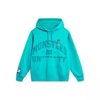 Li Ning Disney Collaboration Series Monsters University Letter Cartoon Print Флисовый теплый свободный свитер с капюшоном унисекс AWDT815-3 XL