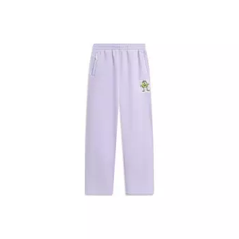 Li-Ning Disney Monsters University, прямые флисовые теплые вязаные спортивные штаны с мультяшным принтом, женские штаны розово-фиолетового цвета AKLT818-2 L