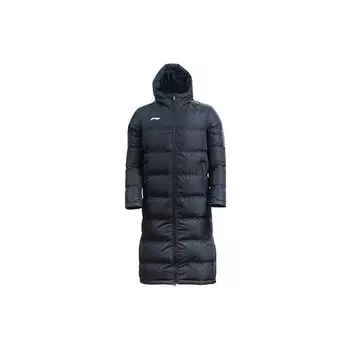 Li Ning Длинная парка с капюшоном и логотипом, мужская верхняя одежда, черный цвет AFMS025-1 S