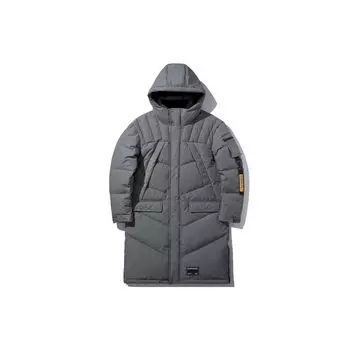 Li Ning Длинный пуховик с капюшоном Мужская верхняя одежда Shadow-Gray AYMP041-1 XXXL