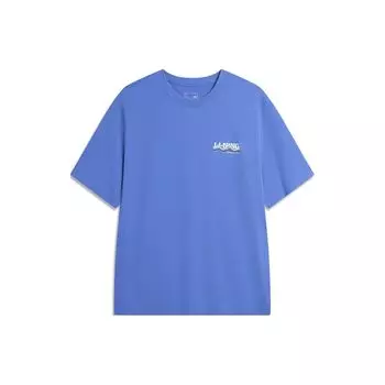 Li-Ning Дышащая футболка с круглым вырезом и принтом, модная, с коротким рукавом, мужская, радужно-синяя, AHSU301-6 S