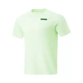Li-Ning Дышащая однотонная футболка с круглым вырезом, универсальная спортивная футболка с коротким рукавом, мужские топы, динамичный зеленый ATSU031-2 M