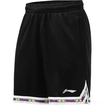 Li-Ning Дышащие быстросохнущие свободные баскетбольные шорты мужские шорты черные AAPS131-2 S