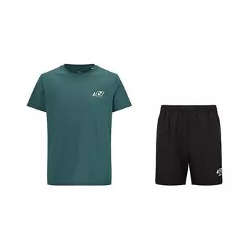 Li Ning Дышащий Прохладный Свободный Крой Пуловер с Коротким Рукавом Повседневный Спортивный Костюм Унисекс комплекты ATSV607-3+AKSV675-1 M