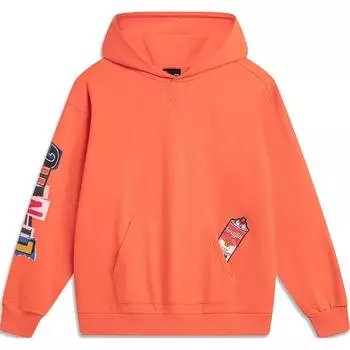 Li Ning Extreme Sports Series Printed Hooded Comfortable Loose Sweatshirt Men sweatshirt Pink Orange AWDU139-1 XS