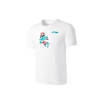 Li-Ning Feather Series Брендовый пуловер с логотипом бренда, пуловер с круглым вырезом, футболка с короткими рукавами, топы унисекс, AHST361-2 XL