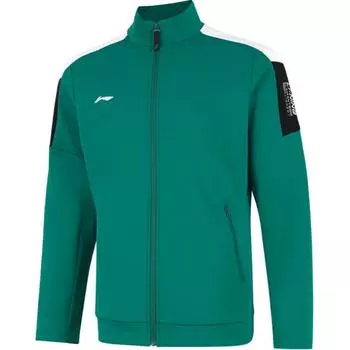 Li-Ning Фитнес-модный кардиган с воротником-стойкой, длинный рукав, толстовка с капюшоном, мужские толстовки Stone-Green AWDUA73-3 M