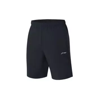 Li Ning Фитнес Серия Логотип Принт Эластичная Талия Повседневные Шорты Мужские шорты Черные AKST619-1 M