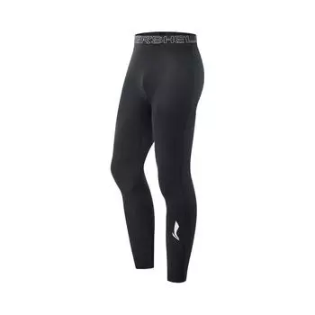 Li-Ning Fitness Series Letter Mid-Rise Breathable Versatile Tight Sports Long Pants Men Pants Black AULV053-1 M
