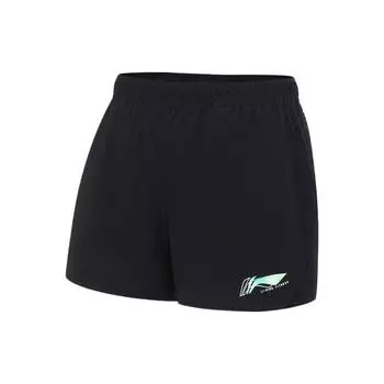 Li Ning Fitness Series Logo Cool Sports Shorts Женские шорты черного цвета AKST754-1 XXL