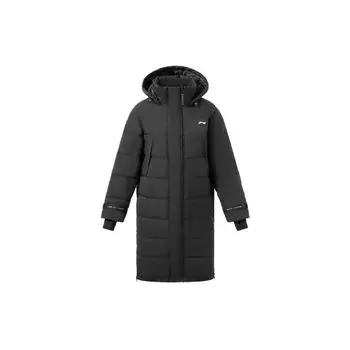 Li Ning Fitness Series Logo Loose White Duck Down Long Down Jacket Winter Women Upperwear Black AYMR158-3 XXL