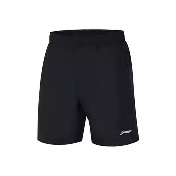 Li Ning Fitness Series Logo Print Эластичный пояс Свободные спортивные шорты унисекс шорты черные AKSSC27-1 M