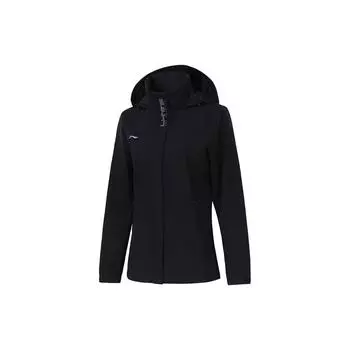 Li Ning Fitness Series однотонная водонепроницаемая спортивная куртка с капюшоном женские куртки черные AFDT748-1 3XL