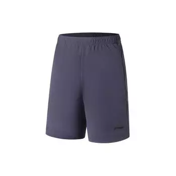 Li Ning Fitness Series однотонные быстросохнущие крутые спортивные шорты мужские шорты холодного черного цвета AKSS349-15 S