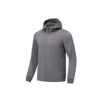 Li Ning Fitness Series однотонный кардиган с капюшоном теплая толстовка мужская толстовка дымчато-серого цвета AWDT797-3 S