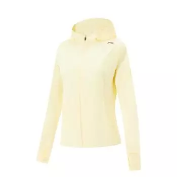 Li-Ning Fitness Series Simple Solid Color Zipper Hooded Windbreaker Women Outerwear Light-Goose-Yellow AFDV286-4 L