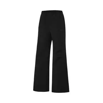Li-Ning Fitness Series Solid Color Mid-Rise Drawstring Comfortable Breathable Loose Straight-Leg Sports Pants Women bottoms Black AYKU156-1 S