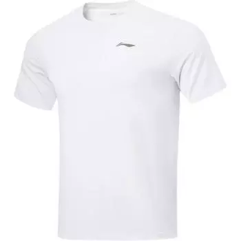 Li Ning Fitness Series Solid Color Round Neck Comfortable Versatile Breathable Casual Short Sleeve T-Shirt Men Tops Standard-White ATST023-1 XL