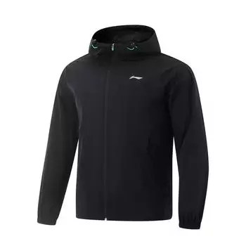 Li-Ning Fitness Series Solid Color Zip-Up Hooded Comfortable Breathable Versatile Sports Jacket Men Jacket Black AFDV067-1 XL