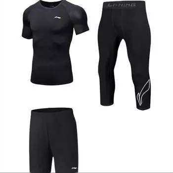 Li-Ning Fitness Training Three-Piece Casual Sports Suit Men suits YWBU078-1 S