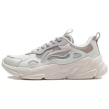 Li Ning Flowing Fire Удобные универсальные износостойкие повседневные туфли с низким верхом Женские кроссовки Белые Серые AGCT388-4 35