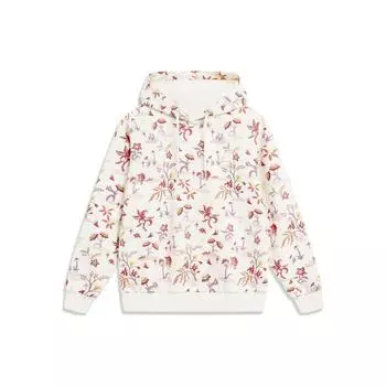 Li-Ning Full Print Hooded Sweatshirt Women tops Off-White AWDU032-8 XS