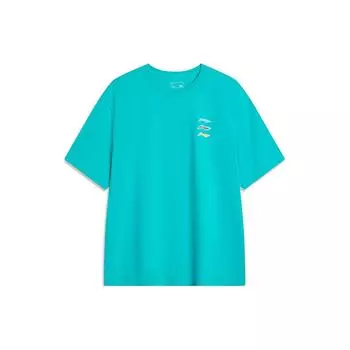Li-Ning Футболка Cooling Tea, быстросохнущая, классная, повседневная, спортивная, с принтом логотипа, с круглым вырезом, свободная, с коротким рукавом, спущенными плечами, мужские топы AHSU709-2 S