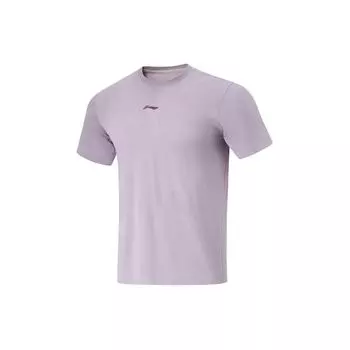 Li-Ning Футболка Fitness Series Letter Print, влагоотводящая, быстросохнущая, с круглым вырезом и коротким рукавом, для мужчин, фиолетовая ATSU425-11 M