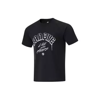 Li-Ning Футболка с коротким рукавом Badfive Letter Print Quick-Dry, мужская, черная, ATSU437-1 M