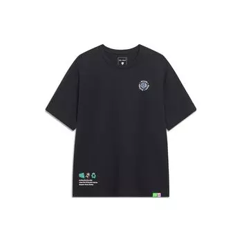Li-Ning Футболка унисекс с круглым вырезом и короткими рукавами X Стивена Харрингтона с мультяшным принтом, черные AHST077-3 L