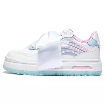 Li Ning Future C1 Ткань Синтетическая Кожа Нескользящие Износостойкие Низкие Спортивные Повседневные Туфли Женские Кроссовки Белые Синие Розовые AGCT038-4 35
